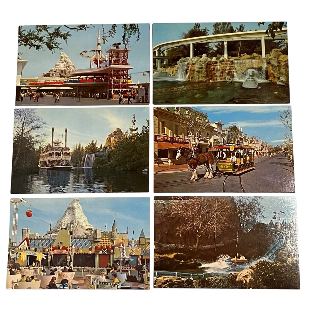 Disneyland Postcards Lot of 6 Tomorrowland Rocket Tea Party Bobsled Matterhorn